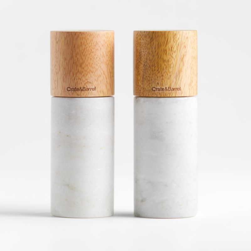 Marble and Wood Salt and Pepper Mills Crate & Barrel