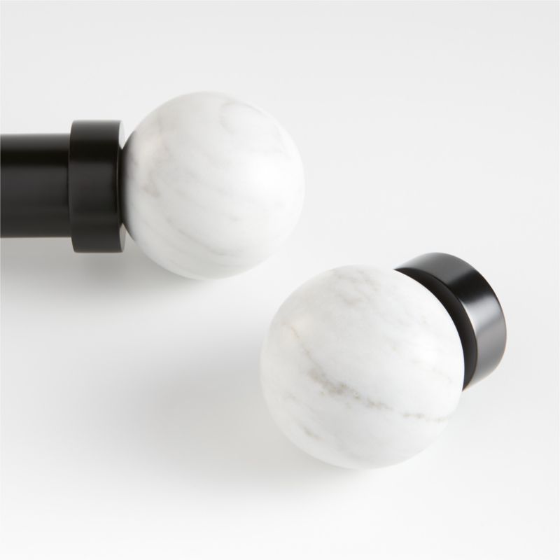 Black Marble Round Curtain End Cap Finials