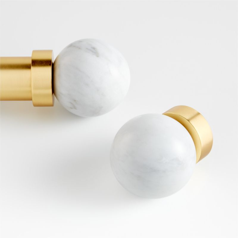 Marble and Brass Round Curtain End Cap Finials