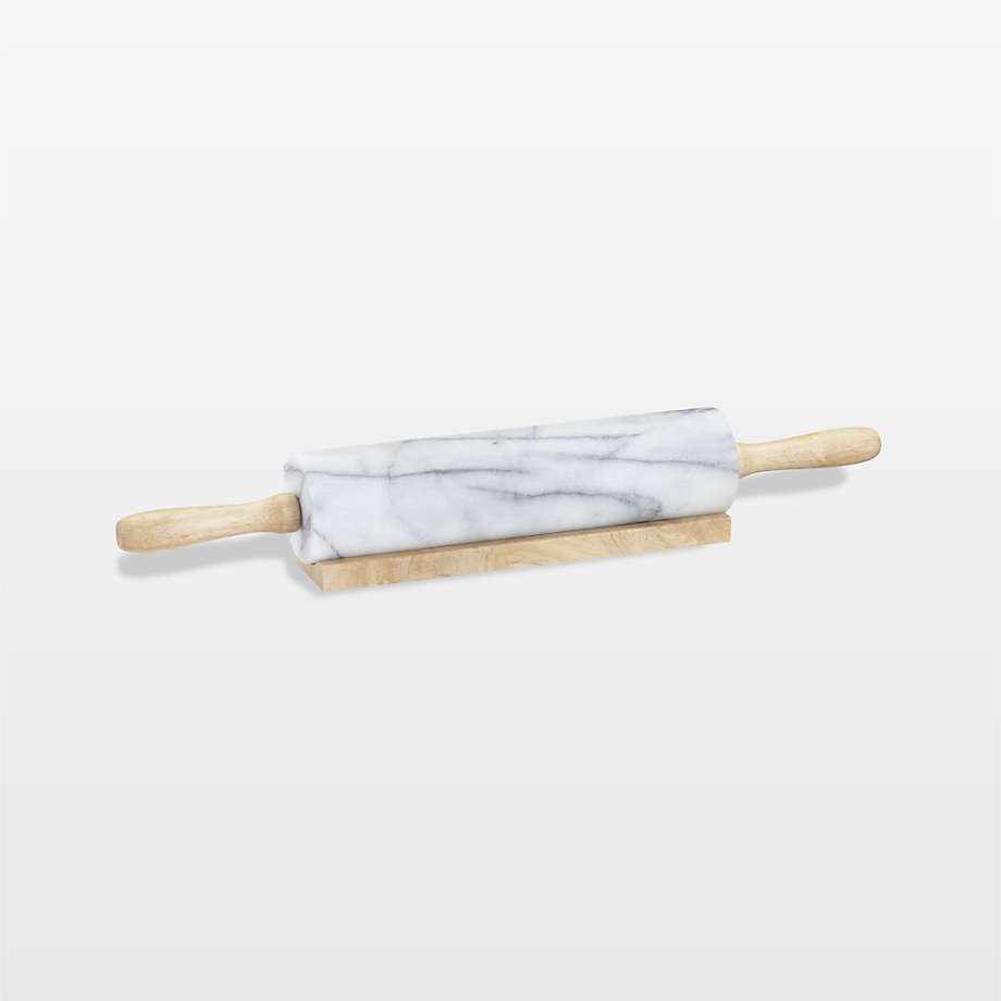 French Kitchen White Marble Rolling Pin with Stand + Reviews | Crate & Barrel