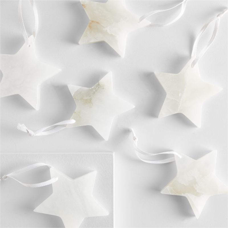 White Marble Star Christmas Tree Ornament - image 1 of 2