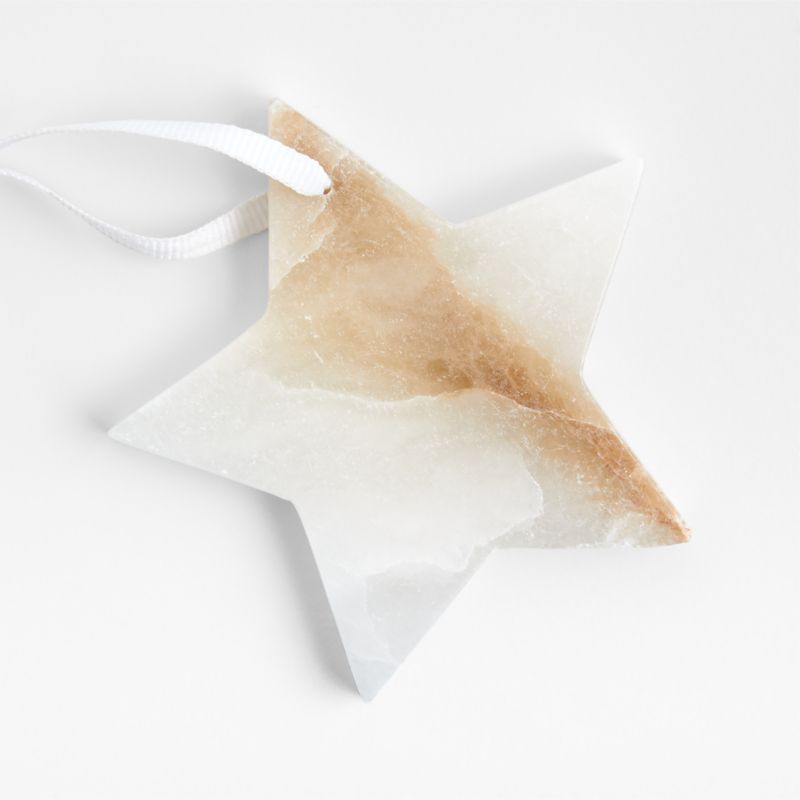 White Marble Star Christmas Tree Ornament - image 0 of 2