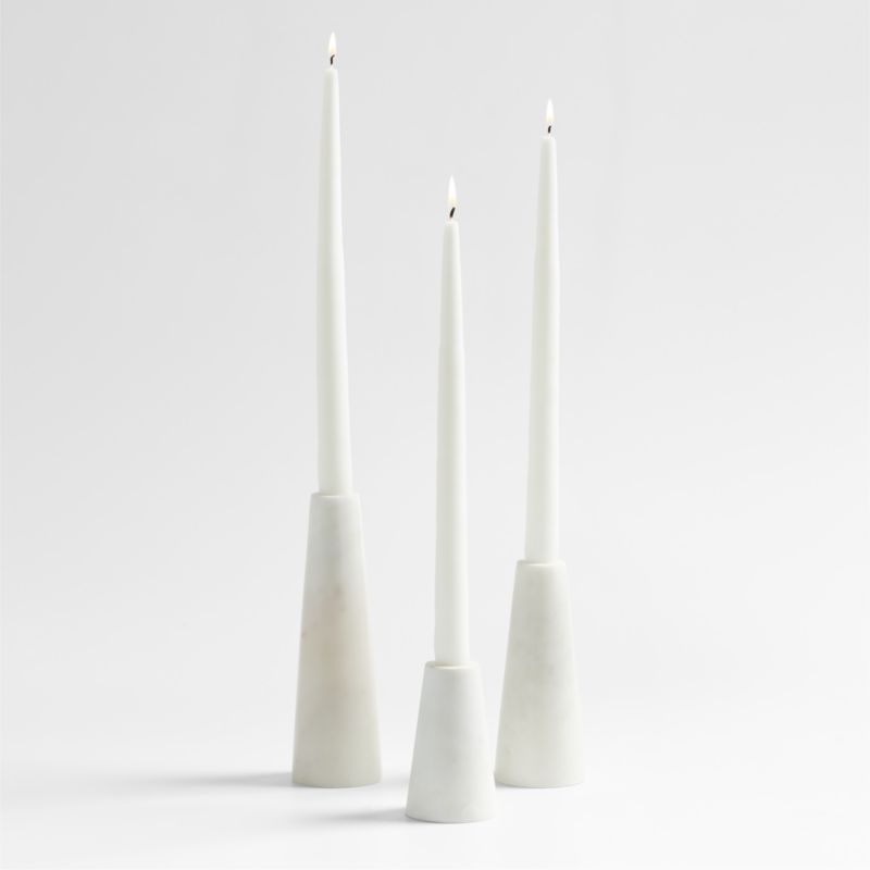 White Marble Taper Candle Holders, Set of 3 + Reviews | Crate & Barrel