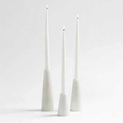 View White Marble Taper Candle Holders, Set of 3 details