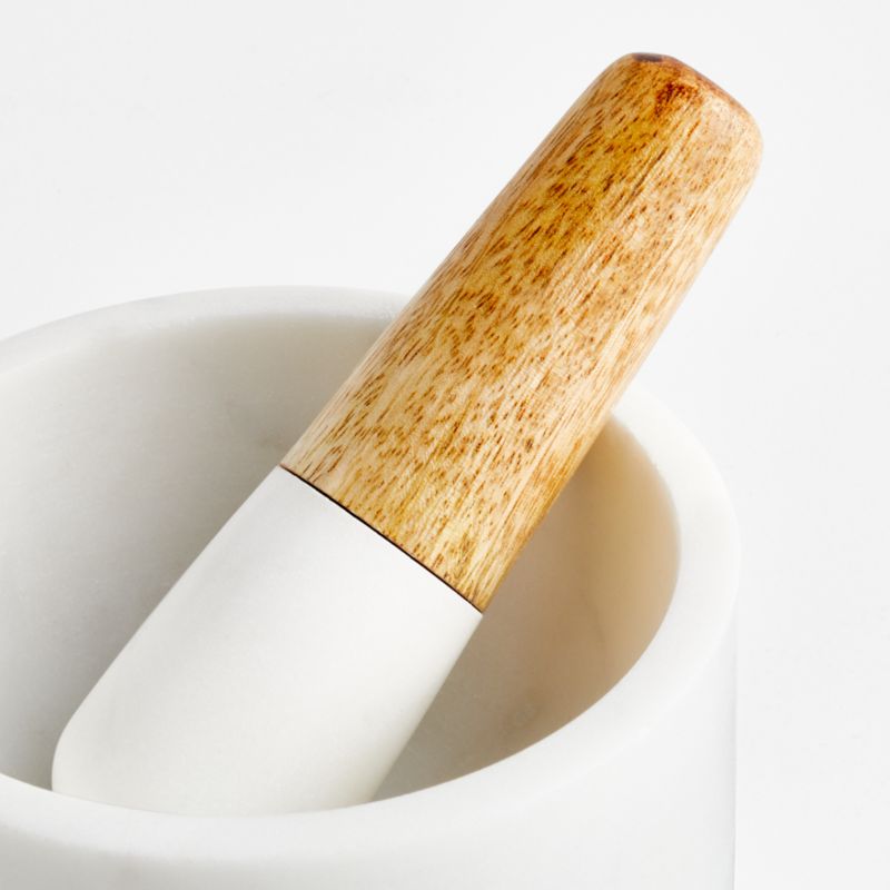 Marble and Wood Mortar and Pestle