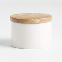 Crate & Barrel Wood and Marble Salt Cellar