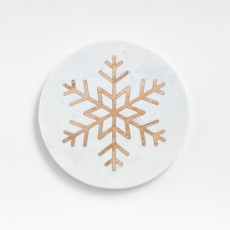 Marble and Wood Snowflake Trivet + Reviews Crate & Barrel