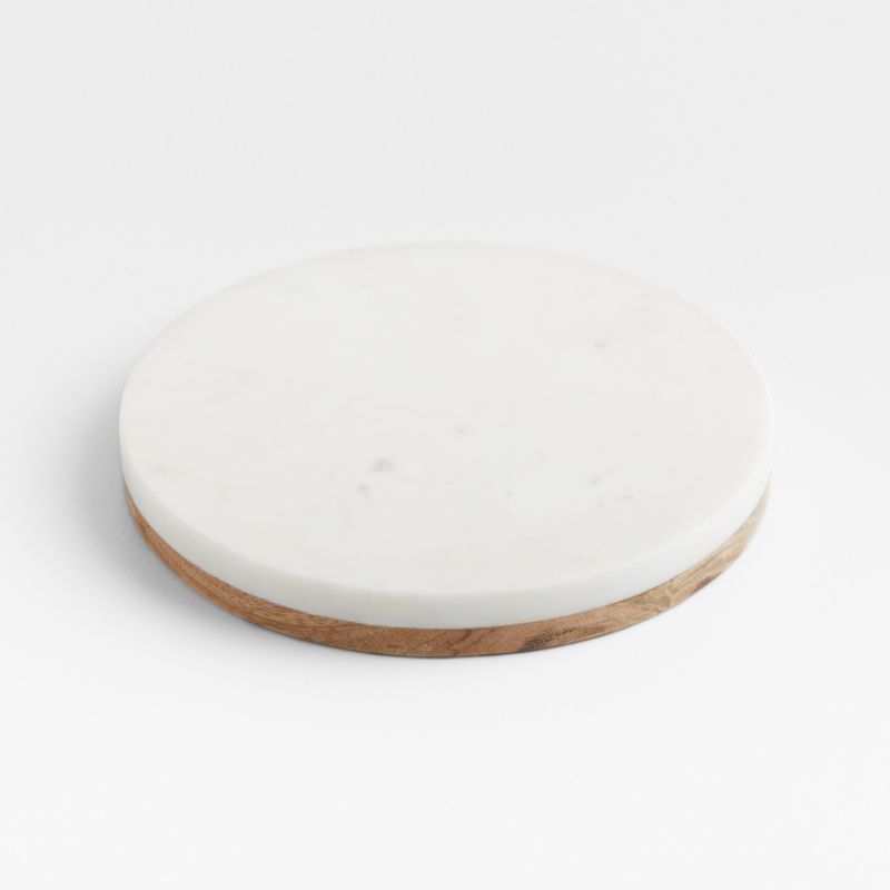 White Marble & Wooden Trivet + Reviews | Crate & Barrel