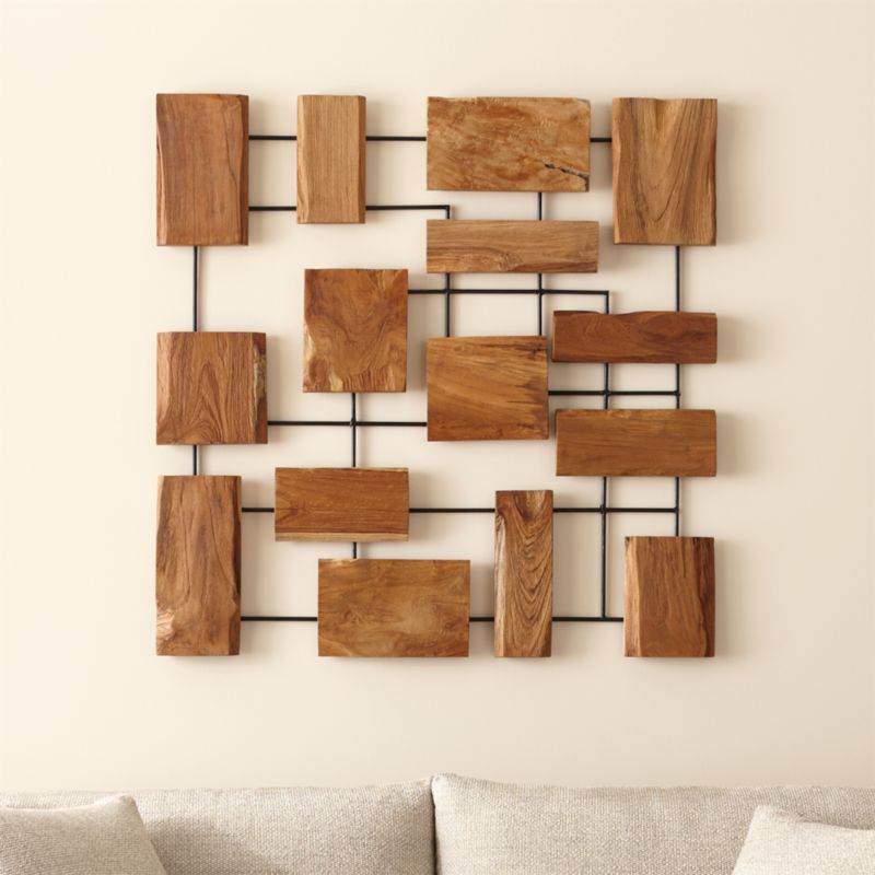 'Marcel' Teak Wood Wall Art 38.75"x1.75" Crate & Barrel Canada