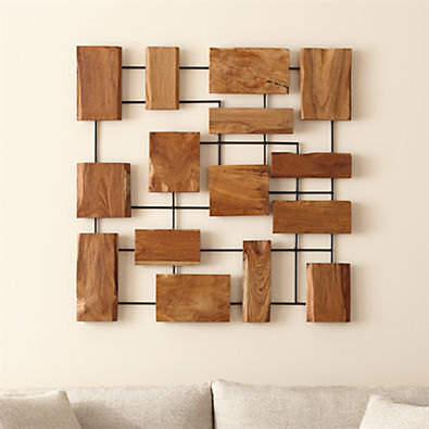 View 'Marcel' Teak Wood Wall Art 38.75"x1.75" details