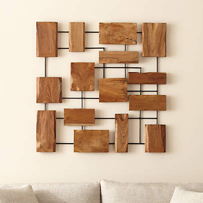 'Marcel' Teak Wood Wall Art 38.75"x1.75"