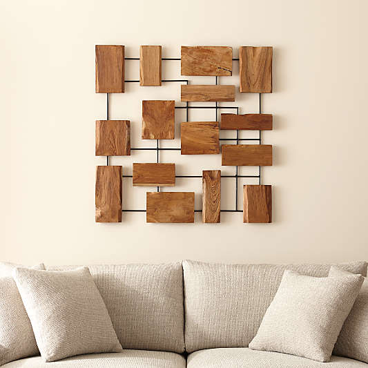 'Marcel' Teak Wood Wall Art 38.75"x1.75"