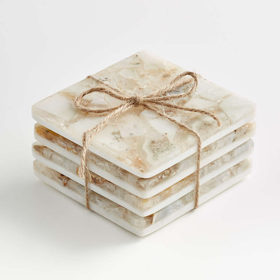 Crate&Barrel Marcella Agate Coasters, Set of 4