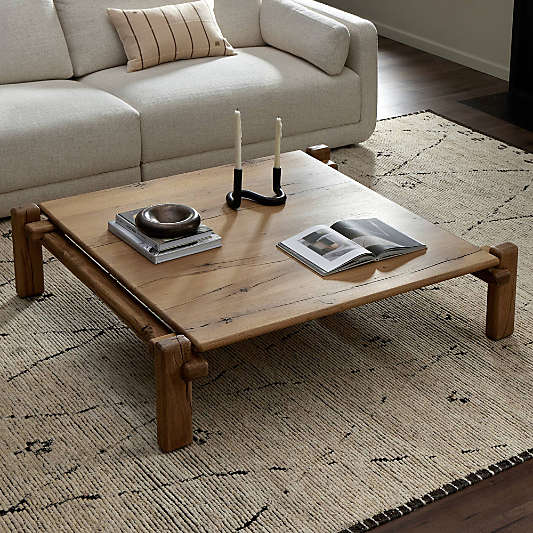 Marcia Brown Oak Wood 54" Square Coffee Table