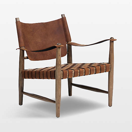 Marek Wood and Leather Accent Chair