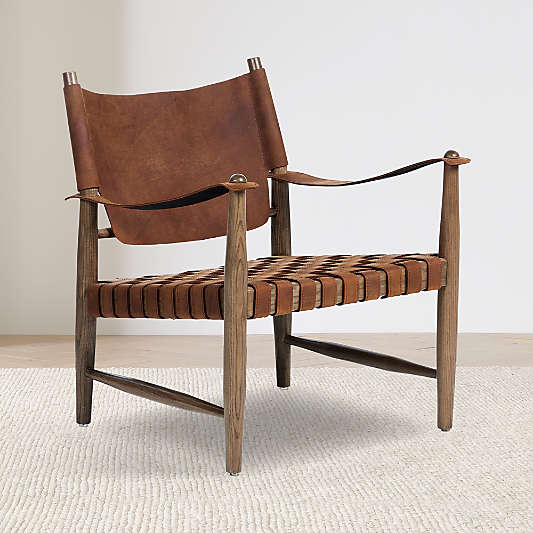 Marek Wood and Leather Accent Chair