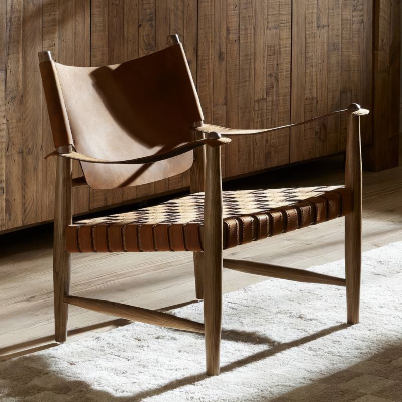 Marek Wood and Leather Accent Chair - image 2 of 11