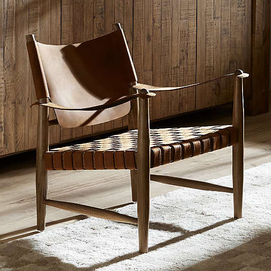 Marek Wood and Leather Accent Chair