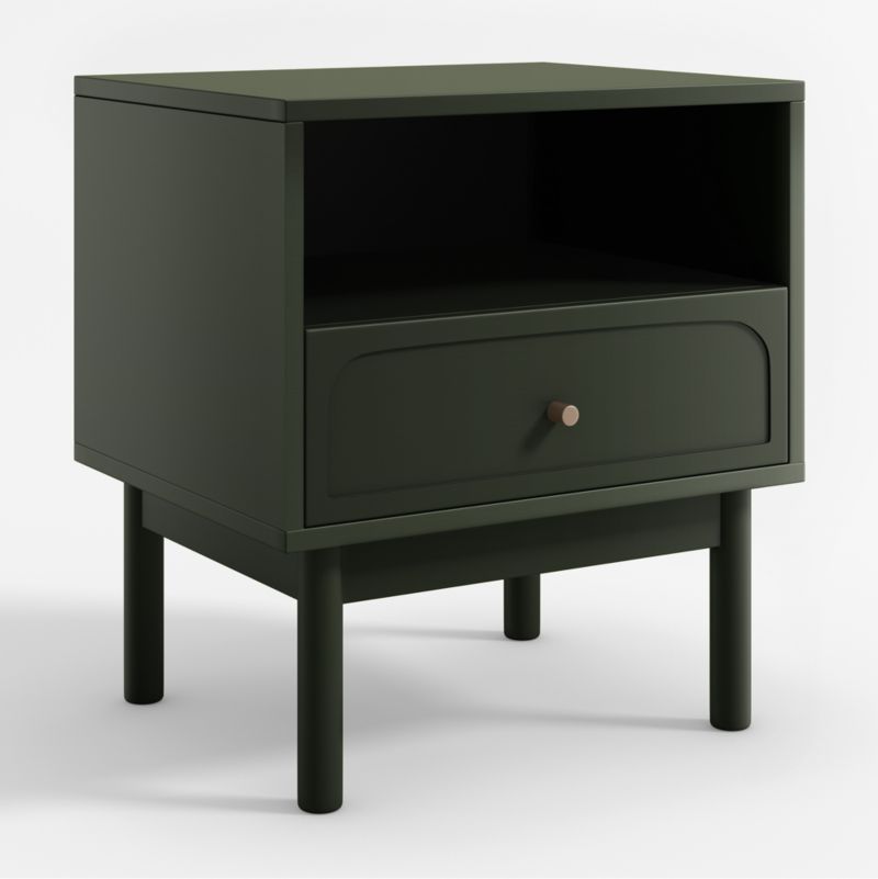 Maren Olive Green Wood Nightstand with Drawer