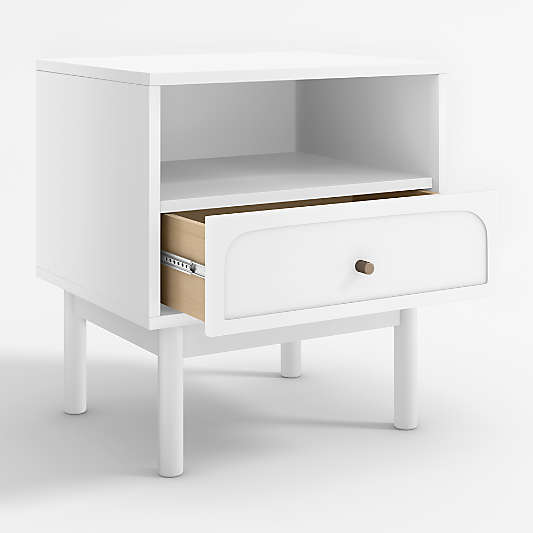 Maren White Wood Nightstand with Drawer