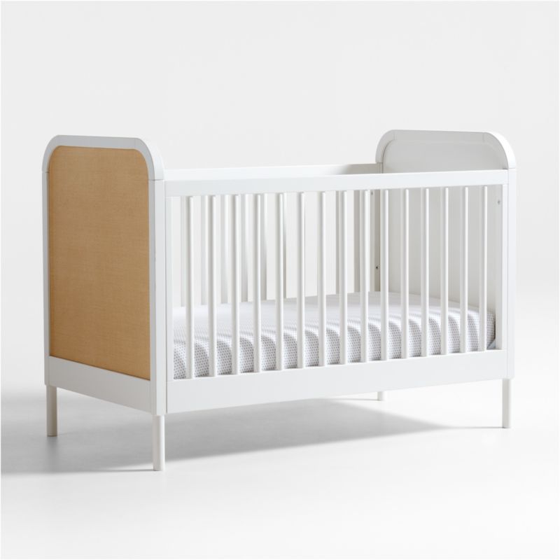 Maren White and Cane Convertible Baby Crib