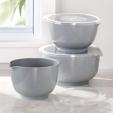 View Rosti Grey Melamine Mixing Bowls with Lids, Set of 3 details
