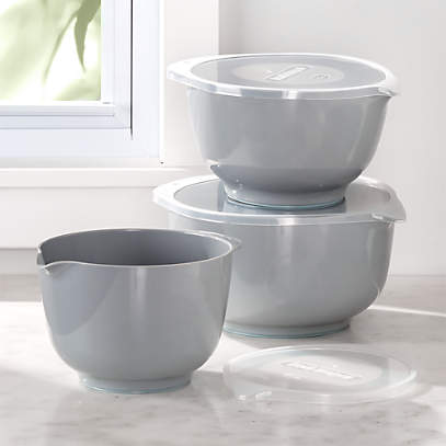 Glass Mixing Bowls with Lid - Set of 3