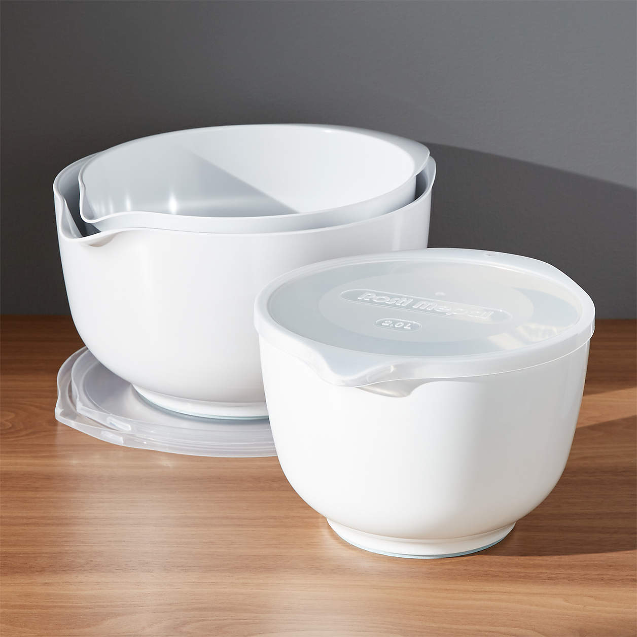 Rosti White Melamine Margrethe Mixing Bowls with Lids Set