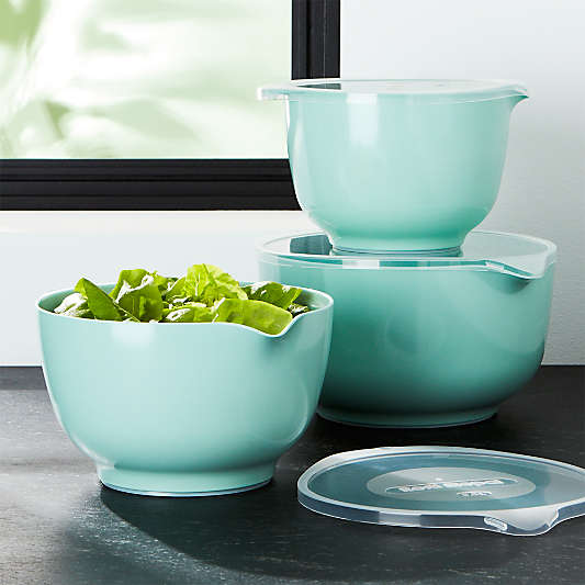 Rosti Retro Green Melamine Mixing Bowls with Lids Set