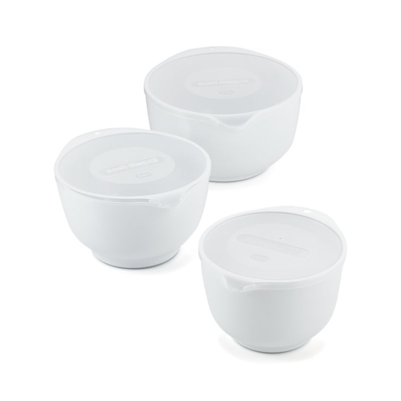 Rosti White Melamine Margrethe Mixing Bowls with Lids Set