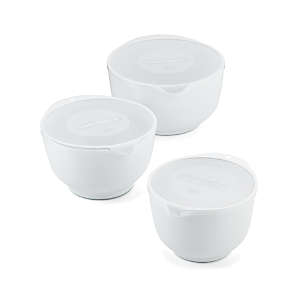 Hutzler 3-White Small Melamine Nesting Prep Bowls with Lids (2