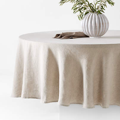 Marin 100" Round Natural EUROPEAN FLAX ™-Certified Linen Tablecloth