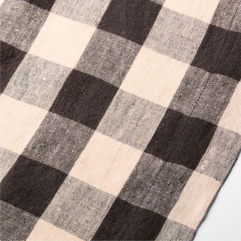 Marin 120" Black and Natural Buffalo Check EUROPEAN FLAX ™-Certified Linen Runner - image 1 of 2