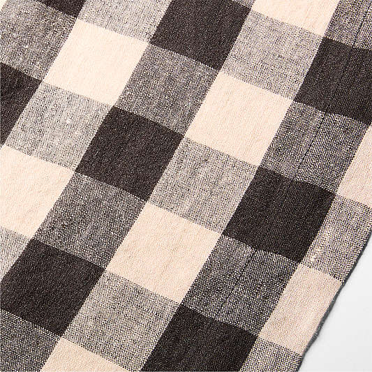 Marin 120" Black and Natural Buffalo Check European Certified Linen Table Runner