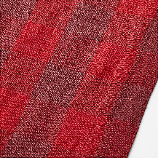 Marin 120" Red Buffalo Check EUROPEAN FLAX -Certified Linen Table Runner