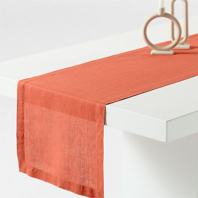 View Marin 120" Chili Red EUROPEAN FLAX ™-Certified Linen Table Runner details