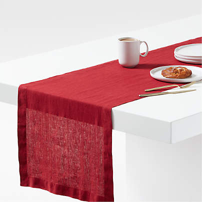 Marin 120" Luminous Red EUROPEAN FLAX ™-Certified Linen Table Runner