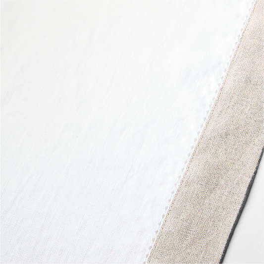 Marin 90" Natural and Cream European Linen Table Runner with Hemstitch