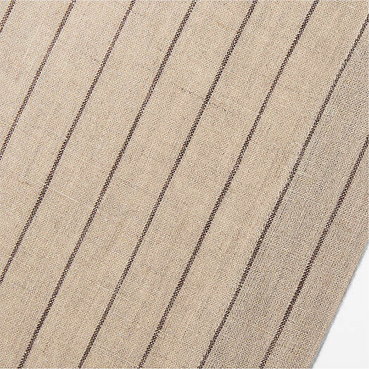 Marin 120" Natural and Earth Brown EUROPEAN FLAX ™-Certified Linen Striped Runner