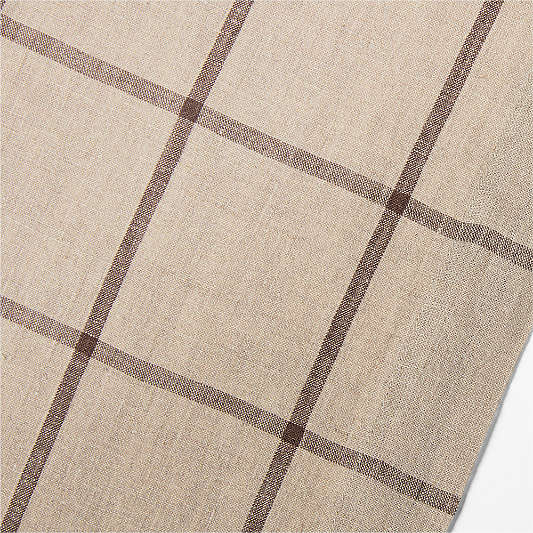 Marin 120" Natural and Earth Brown EUROPEAN FLAX ™-Certified Linen Windowpane Plaid Runner