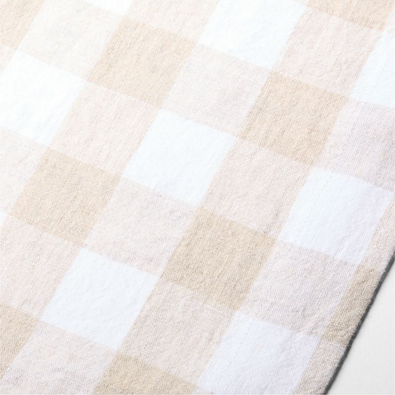 Marin 120" White and Natural Buffalo Check EUROPEAN FLAX ™-Certified Linen Runner - image 1 of 2