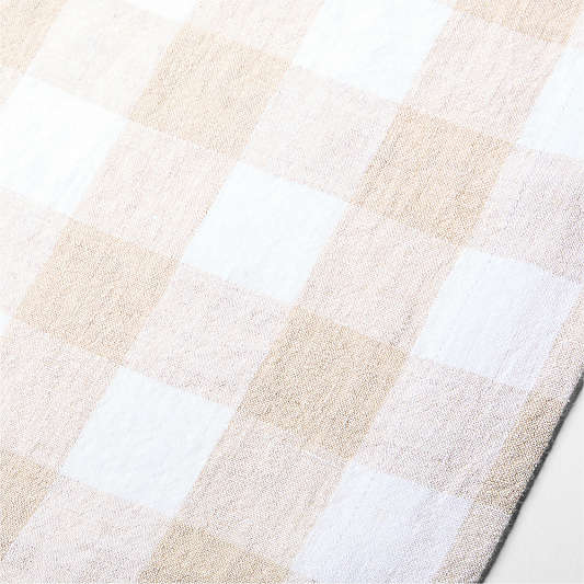 Marin 120" White and Natural Buffalo Check EUROPEAN FLAX ™-Certified Linen Runner