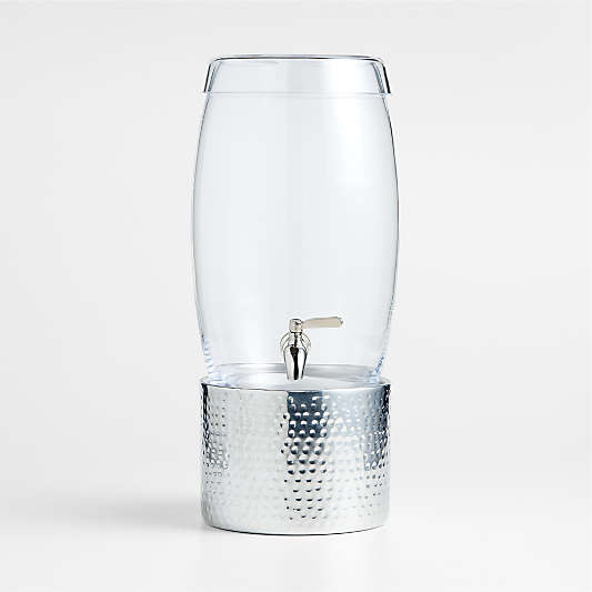 Marin 2.7-Gallon Glass Drink Dispenser with Bash Silver Stand Set