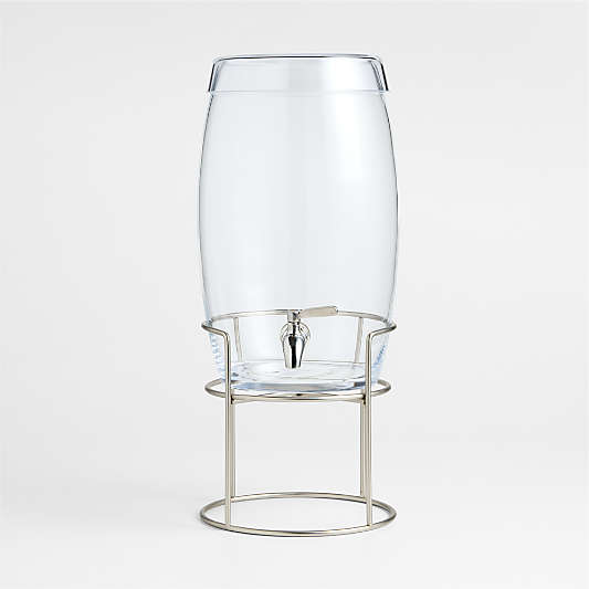 Marin 2.7-Gallon Glass Drink Dispenser with Silver Stand Set