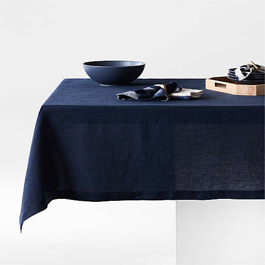 Marin 60"x120" Deep Indigo European Linen Tablecloth