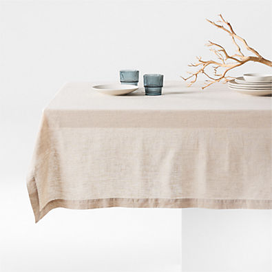 View Marin 60"x120" Natural EUROPEAN FLAX ™-Certified Linen Tablecloth details