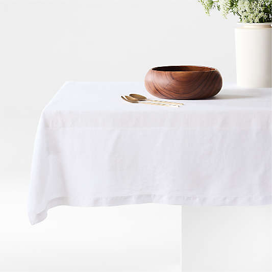 Marin 60"x120" White European Linen Tablecloth