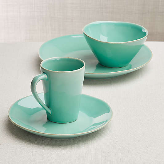 Marin 4-Piece Aqua Dinnerware Set