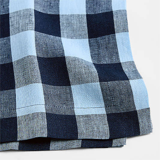Marin Blue EUROPEAN FLAX â„¢-Certified Linen Buffalo Check Napkins, Set of 4