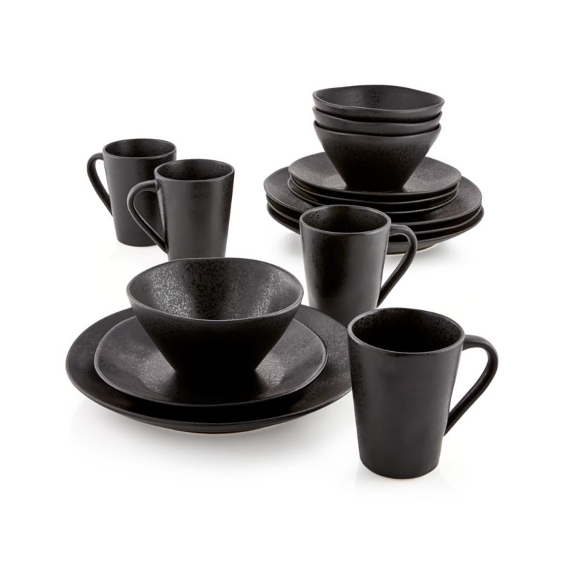 Marin 16-Piece Matte Black Dinnerware Set